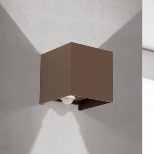 ORION LED buiten wandlamp Cube-S, corten, metaal, sensor