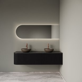 Badkamermeubelset Gliss Design Alluro 160 cm Rechts Black Veneer