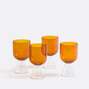Set van 4 borosilicaat glazen met steel, Tolla