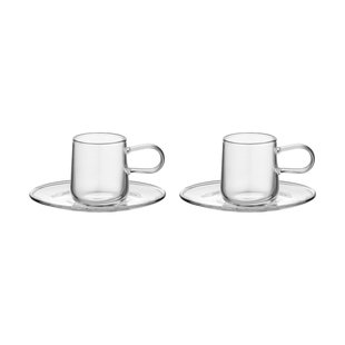 Kosta Boda Viva espressokopje met schotel 8 cl 2-pack Transparant
