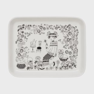 Arabia Emilia bord 15x19 cm Zwart-wit