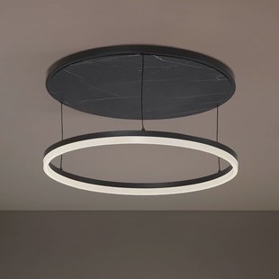 Lucande LED plafondlamp Orven, zwart/marmer, Ø 50 cm, dimbaar