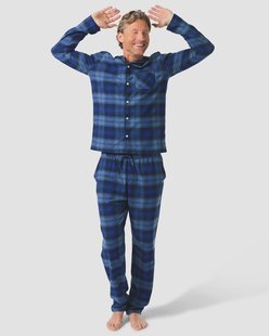 HEMA Herenpyjama flanel ruiten blauw (blauw)