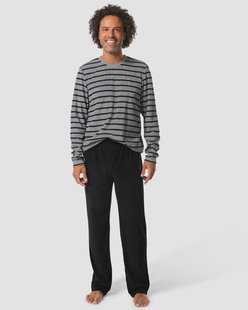 HEMA Herenpyjama terry strepen zwart (zwart)