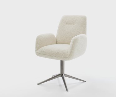 DELIFE Draaistoel Zoa-Flex teddy beige kruispoot grafiet 360° draaibaar rocker-functie pocketveer kern