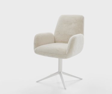 DELIFE Draaistoel Zoa-Flex pluchen crème-wit kruispoot wit 360° draaibaar rocker-functie pocketveer kern