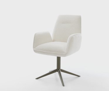 DELIFE Draaistoel Zoa-Flex bouclé zacht beige kruispoot afwerking met titanium 360° draaibaar rocker-functie pocketveer kern