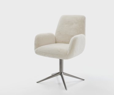 DELIFE Draaistoel Zoa-Flex pluchen crème-wit kruispoot grafiet 360° draaibaar rocker-functie pocketveer kern