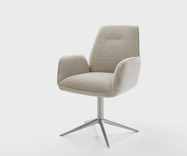 DELIFE Draaistoel Zoa-Flex geweven stof beige kruispoot roestvrij staal 360° draaibaar rocker-functie pocketveer kern