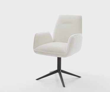 DELIFE Draaistoel Zoa-Flex bouclé zacht beige kruispoot zwart 360° draaibaar rocker-functie pocketveer kern