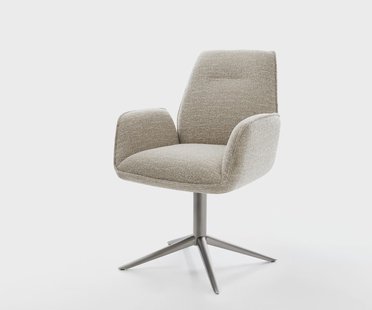 DELIFE Draaistoel Zoa-Flex geweven stof beige kruispoot grafiet 360° draaibaar rocker-functie pocketveer kern