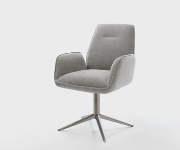 DELIFE Draaistoel Zoa-Flex zachte stof met structuur grijs kruispoot grafiet 360° draaibaar rocker-functie pocketveer kern