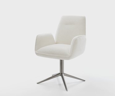 DELIFE Draaistoel Zoa-Flex bouclé zacht beige kruispoot grafiet 360° draaibaar rocker-functie pocketveer kern