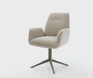 DELIFE Draaistoel Zoa-Flex geweven stof beige kruispoot afwerking met titanium 360° draaibaar rocker-functie pocketveer kern