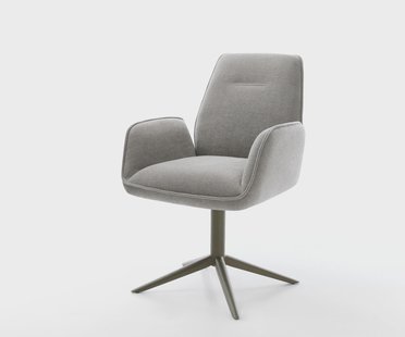 DELIFE Draaistoel Zoa-Flex zachte stof met structuur grijs kruispoot afwerking met titanium 360° draaibaar rocker-functie pocketveer kern