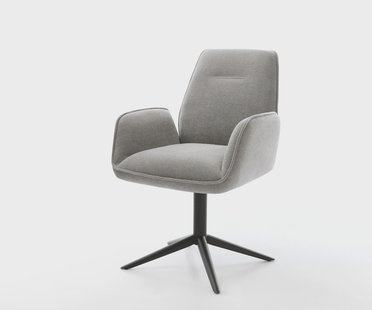 DELIFE Draaistoel Zoa-Flex zachte stof met structuur grijs kruispoot zwart 360° draaibaar rocker-functie pocketveer kern