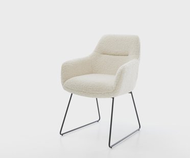 DELIFE Eetkamerstoel Pejo-Flex teddy beige slipframe zwart pocketveer kern