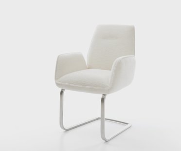 DELIFE Sledemodel Zoa-Flex bouclé zacht beige sledemodel vlak roestvrij staal pocketveer kern