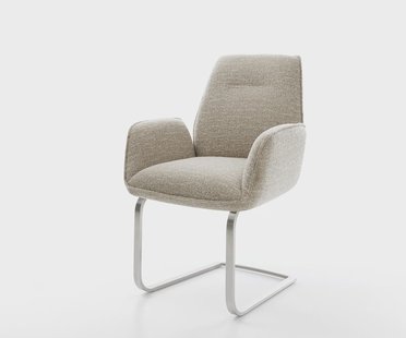 DELIFE Sledemodel Zoa-Flex geweven stof beige sledemodel vlak roestvrij staal pocketveer kern