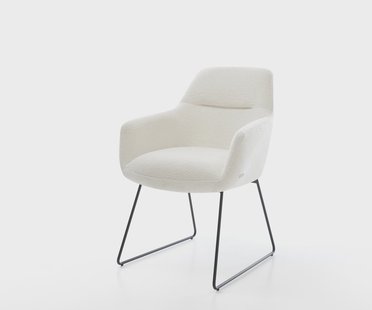 DELIFE Eetkamerstoel Pejo-Flex bouclé zacht beige slipframe zwart pocketveer kern