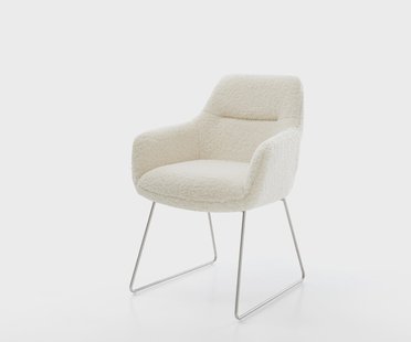 DELIFE Eetkamerstoel Pejo-Flex teddy beige slipframe roestvrij staal pocketveer kern