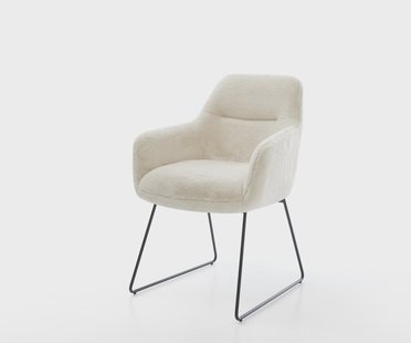 DELIFE Eetkamerstoel Pejo-Flex pluchen crème-wit slipframe zwart pocketveer kern