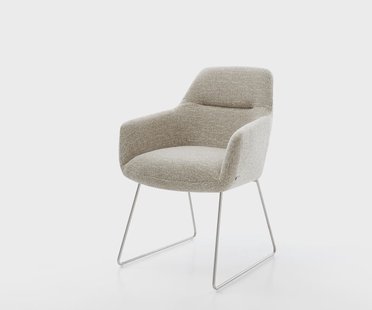 DELIFE Eetkamerstoel Pejo-Flex geweven stof beige slipframe roestvrij staal pocketveer kern