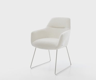 DELIFE Eetkamerstoel Pejo-Flex bouclé zacht beige slipframe roestvrij staal pocketveer kern