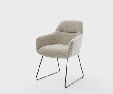 DELIFE Eetkamerstoel Pejo-Flex geweven stof beige slipframe zwart pocketveer kern