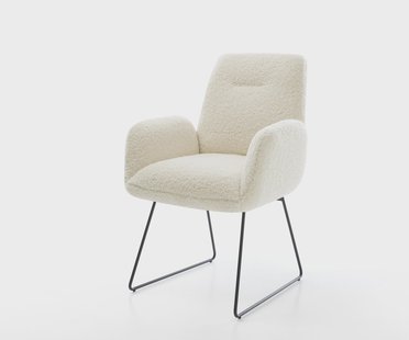 DELIFE Eetkamerstoel Zoa-Flex teddy beige slipframe zwart pocketveer kern