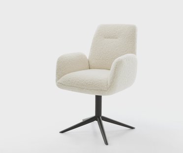 DELIFE Draaistoel Zoa-Flex teddy beige kruispoot zwart 360° draaibaar rocker-functie pocketveer kern