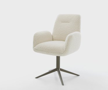 DELIFE Draaistoel Zoa-Flex teddy beige kruispoot afwerking met titanium 360° draaibaar rocker-functie pocketveer kern