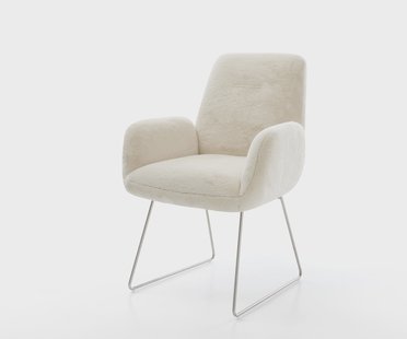 DELIFE Eetkamerstoel Zoa-Flex pluchen crème-wit slipframe roestvrij staal pocketveer kern