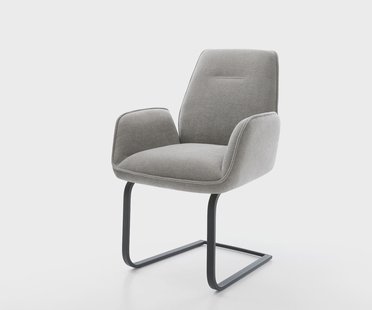 DELIFE Sledemodel Zoa-Flex zachte stof met structuur grijs sledemodel vlak zwart pocketveer kern