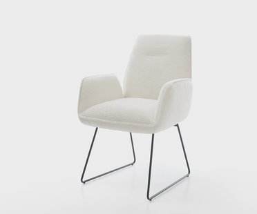 DELIFE Eetkamerstoel Zoa-Flex bouclé zacht beige slipframe zwart pocketveer kern