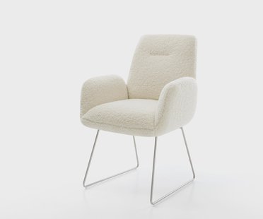 DELIFE Eetkamerstoel Zoa-Flex teddy beige slipframe roestvrij staal pocketveer kern