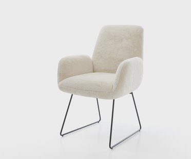 DELIFE Eetkamerstoel Zoa-Flex pluchen crème-wit slipframe zwart pocketveer kern