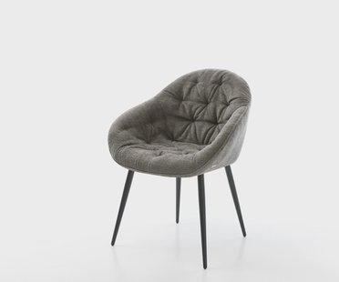 DELIFE Eetkamerstoel Gaio-Flex bouclé zacht mud 4-poot conisch zwart