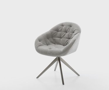 DELIFE Draaistoel Gaio-Flex zachte stof met structuur grijs kruisframe breed grafiet 360° draaibaar rocker-functie