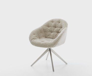 DELIFE Draaistoel Gaio-Flex geweven stof beige kruisframe breed roestvrij staal 360° draaibaar rocker-functie