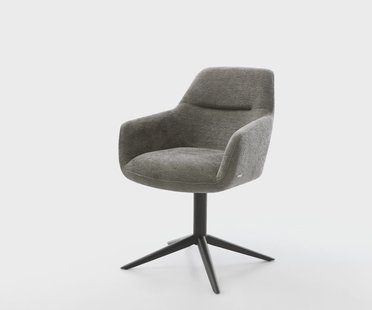 DELIFE Draaistoel Pejo-Flex bouclé zacht mud kruispoot zwart 360° draaibaar rocker-functie pocketveer kern