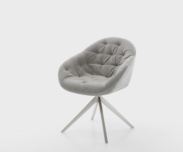 DELIFE Draaistoel Gaio-Flex zachte stof met structuur grijs kruisframe breed roestvrij staal 360° draaibaar rocker-functie