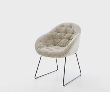 DELIFE Eetkamerstoel Gaio-Flex geweven stof beige slipframe zwart