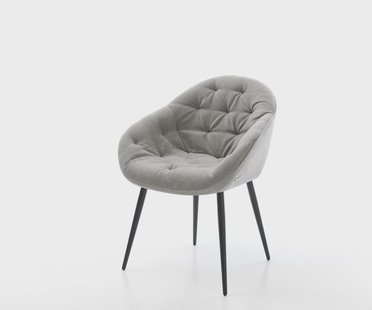 DELIFE Eetkamerstoel Gaio-Flex zachte stof met structuur grijs 4-poot conisch zwart