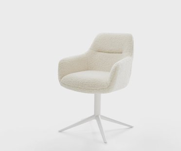 DELIFE Draaistoel Pejo-Flex teddy beige kruispoot wit 360° draaibaar rocker-functie pocketveer kern