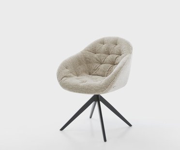 DELIFE Draaistoel Gaio-Flex geweven stof beige kruisframe breed zwart 360° draaibaar rocker-functie