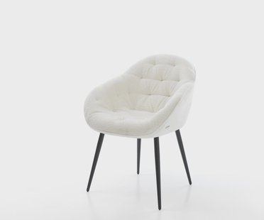 DELIFE Eetkamerstoel Gaio-Flex bouclé zacht beige 4-poot conisch zwart