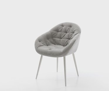 DELIFE Eetkamerstoel Gaio-Flex zachte stof met structuur grijs 4-poot conisch roestvrij staal