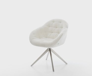 DELIFE Draaistoel Gaio-Flex bouclé zacht beige kruisframe breed roestvrij staal 360° draaibaar rocker-functie