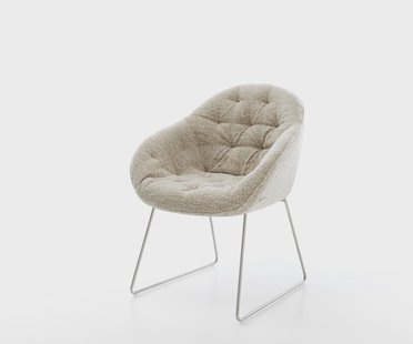 DELIFE Eetkamerstoel Gaio-Flex geweven stof beige slipframe roestvrij staal